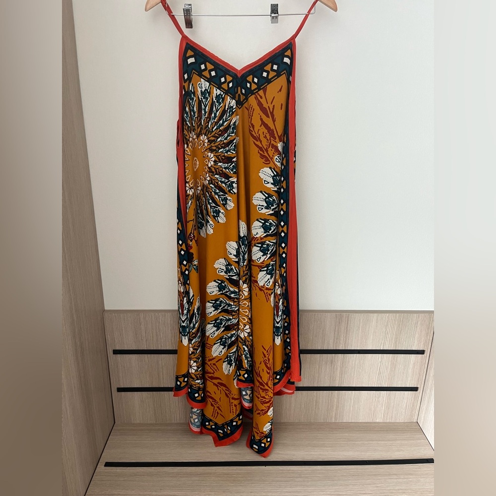 Jealous Tomato Sunflower Patterned Midi Handkerchief Dress